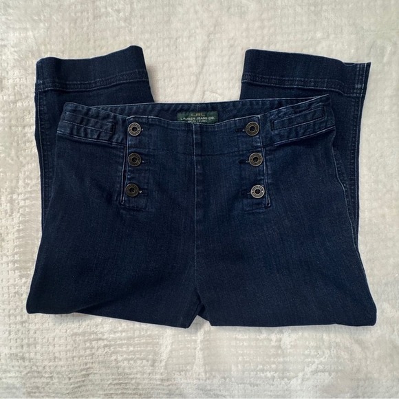 Vintage Y2K Lauren Ralph Lauren Jeans Wide Leg Denim Capris Sailor Pants Size 10 - Picture 3 of 6